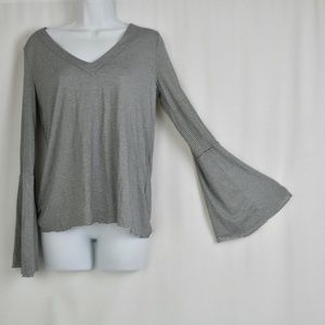 Lucky Brand Blouse Small Long Bell Sleeve Key Hole